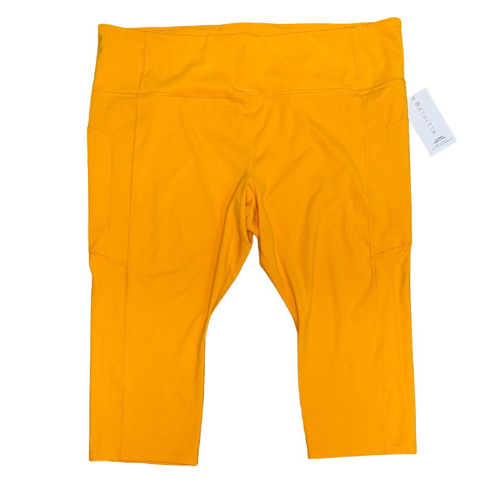 Athleta 3X Ultimate Stash II Capri Yellow Compression Pockets NWT